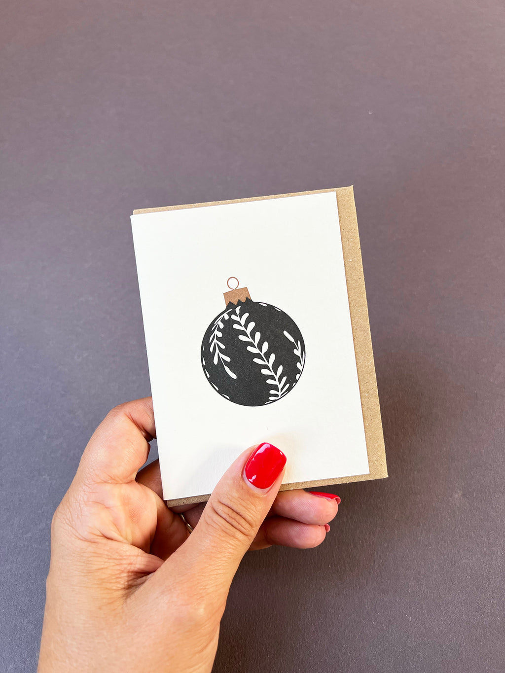 Leaf Bauble Black & Gold Card