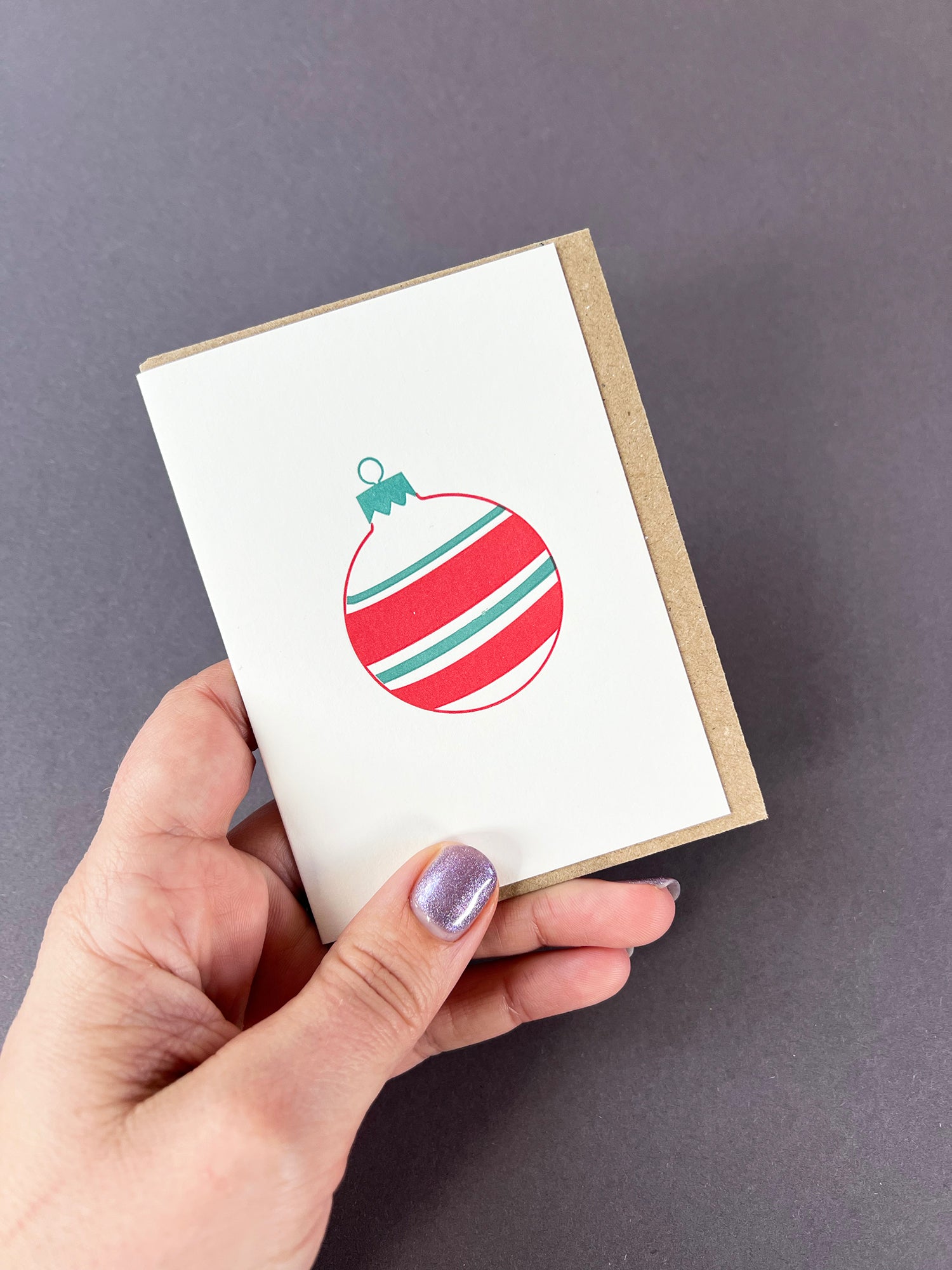 4 Stripe Bauble Red & Green Card
