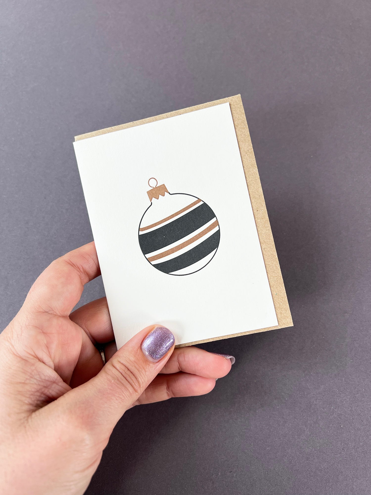 4 Stripe Bauble Black & Gold Card