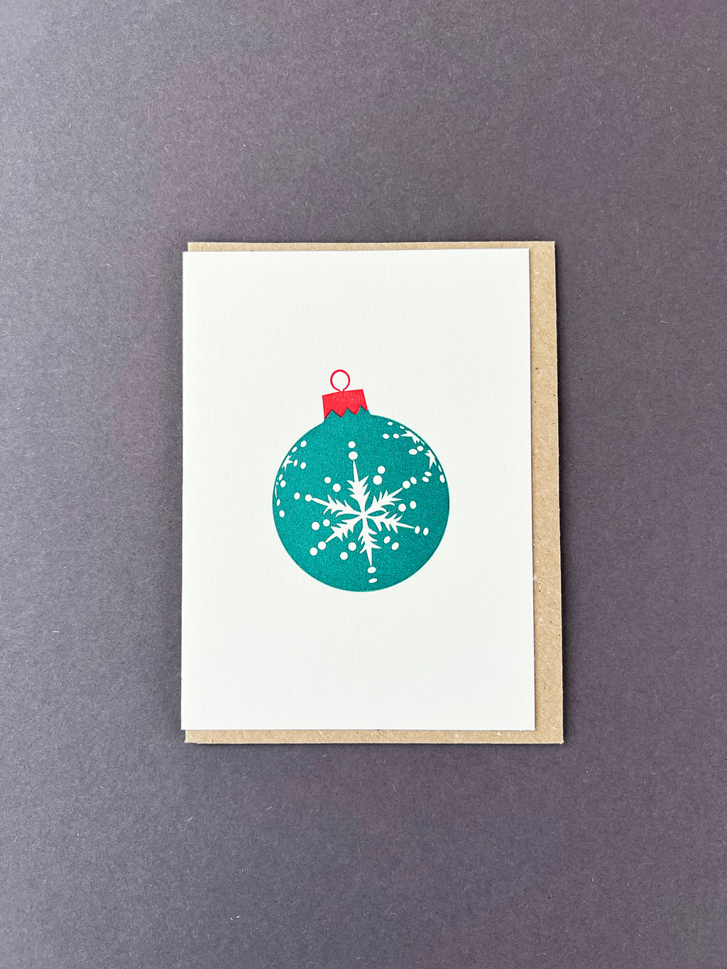 Snowflake Bauble Green & Red Card