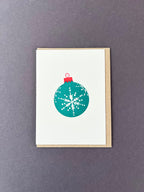 Snowflake Bauble Green & Red Card