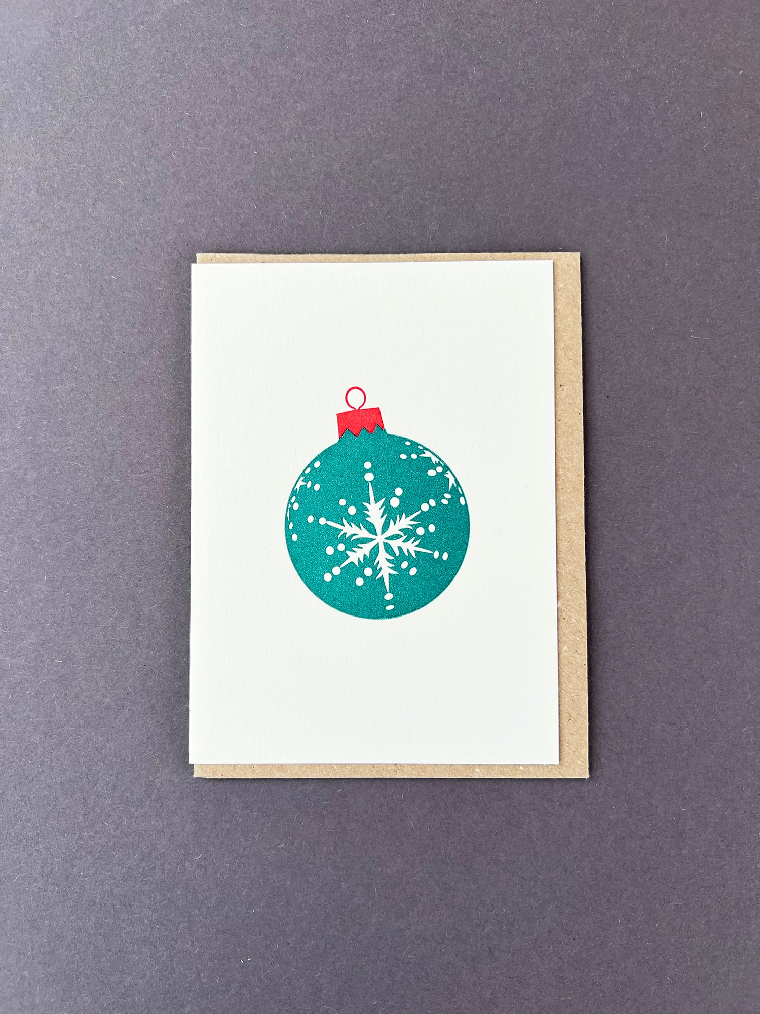 Snowflake Bauble Green & Red Card