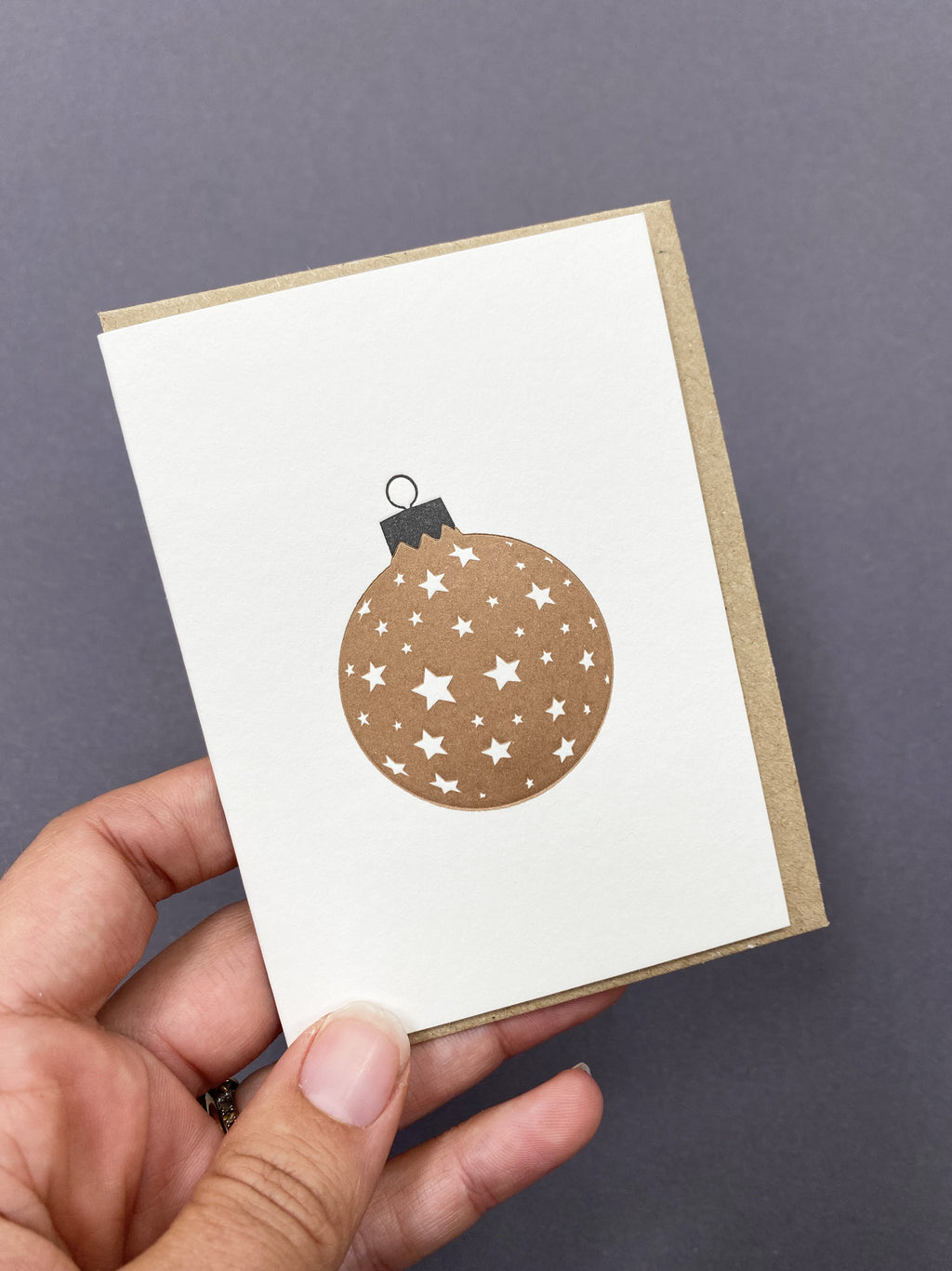 Stars Bauble Gold & Black Card