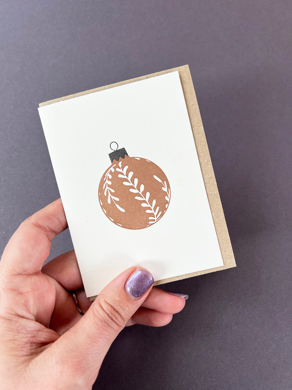 Leaf Bauble Gold & Black Card