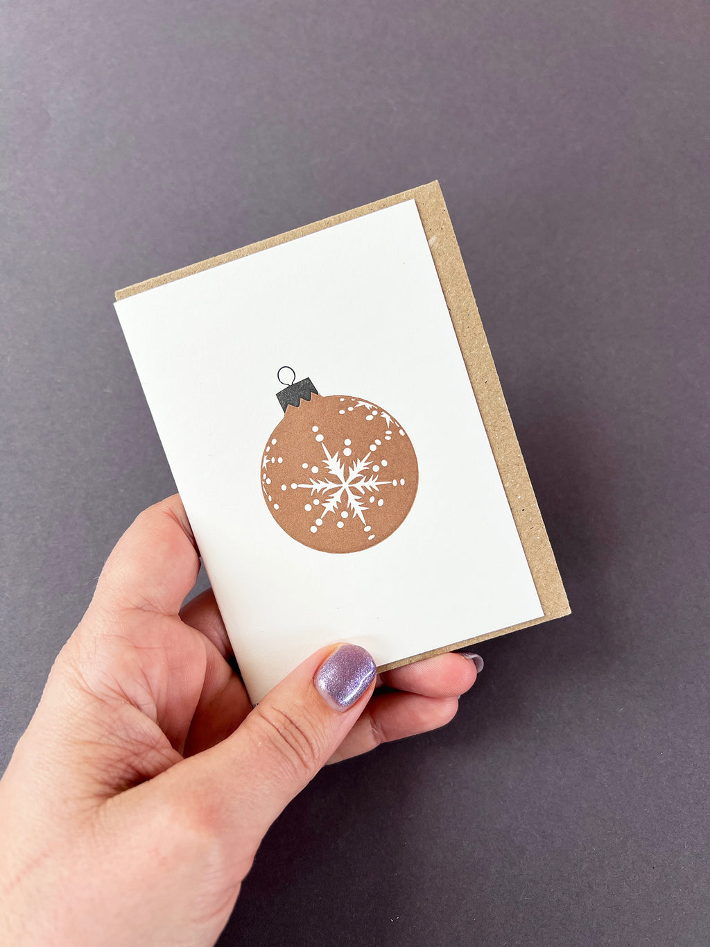 Snowflake Bauble Gold & Black Card