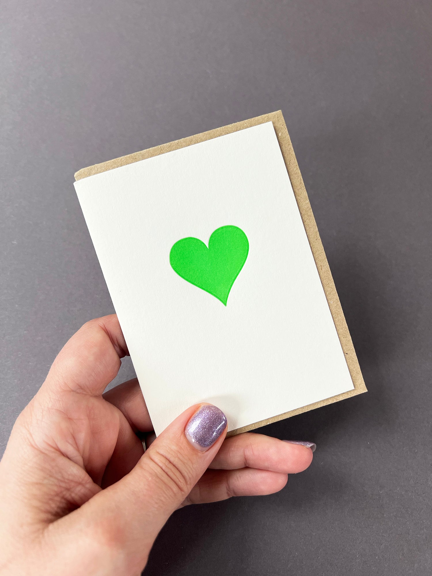 Neon Green Heart Card