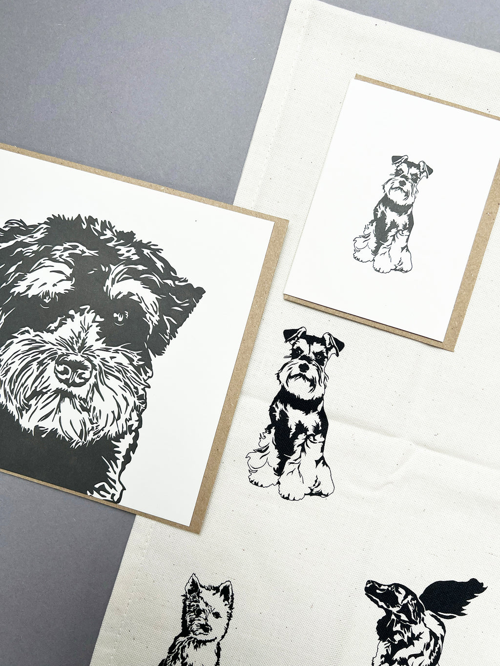 Miniature Schnauzer Puppy Letterpress Card