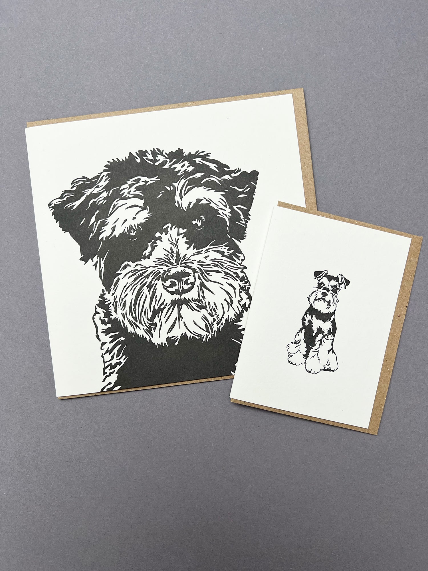 Miniature Schnauzer Puppy Letterpress Card