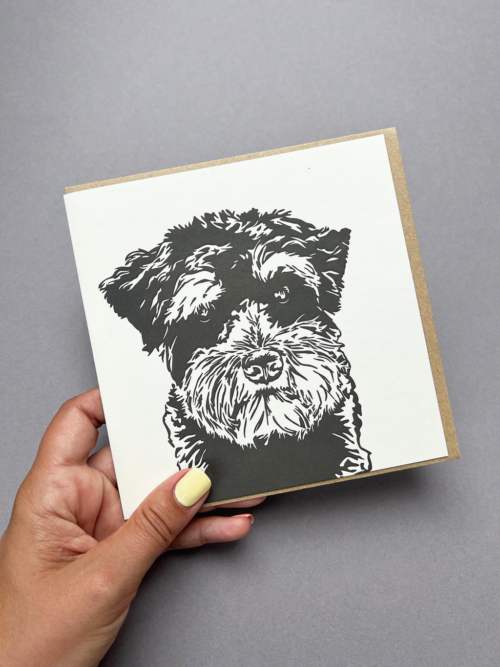 Miniature Schnauzer Puppy Letterpress Card