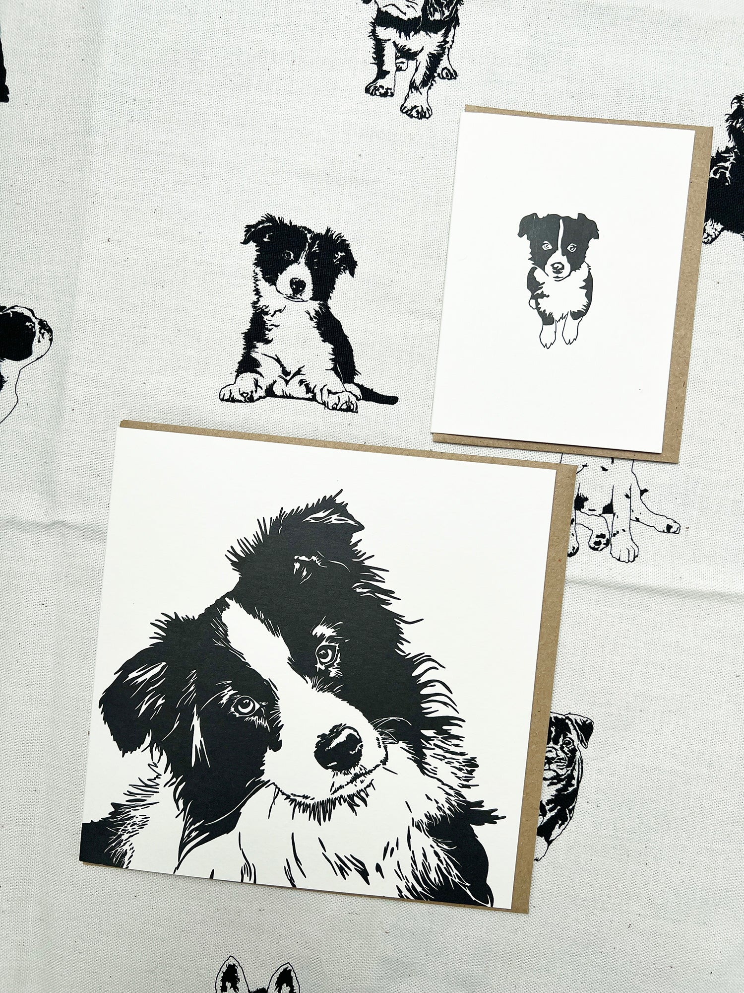 Border Collie Puppy Letterpress Card