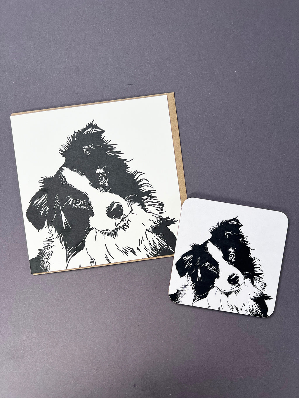 Border Collie Puppy Letterpress Card