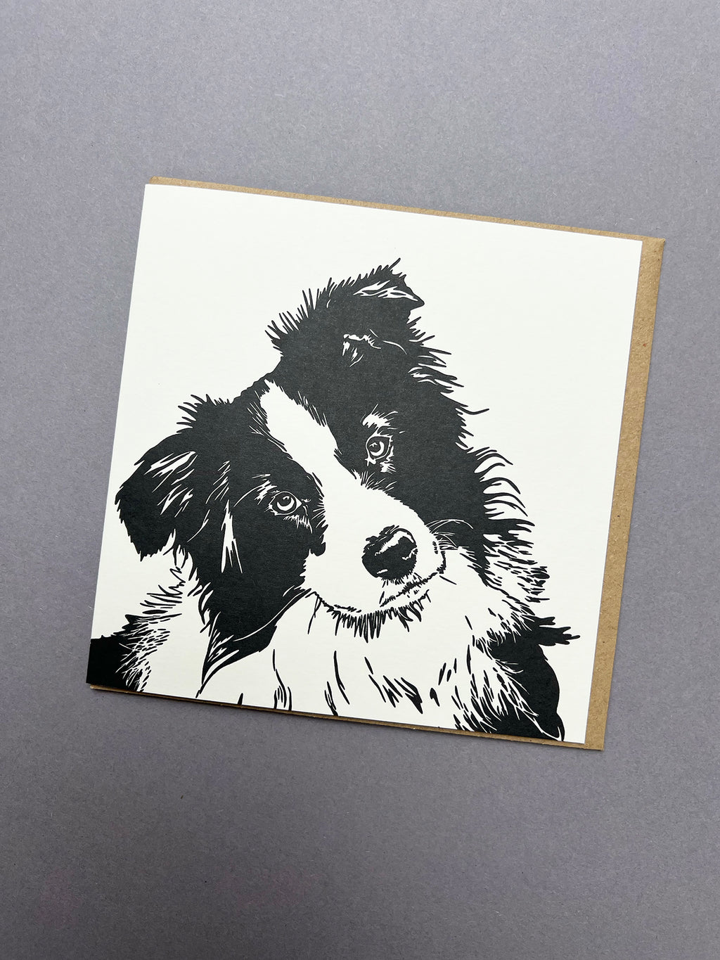 Border Collie Puppy Letterpress Card