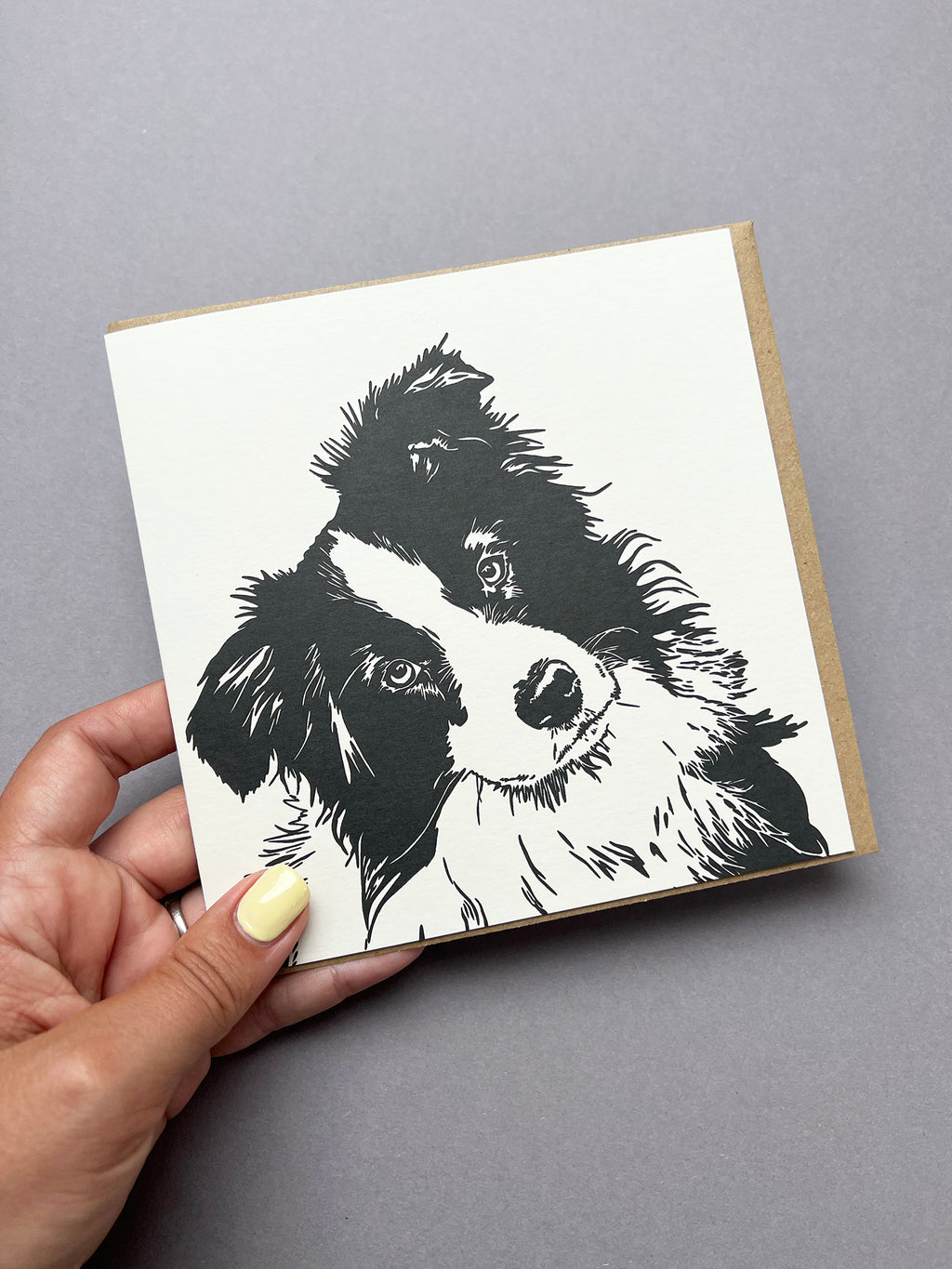 Border Collie Puppy Letterpress Card