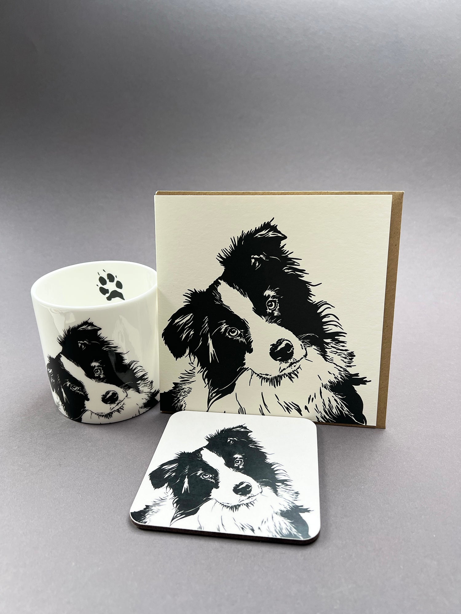 Border Collie Puppy Letterpress Card