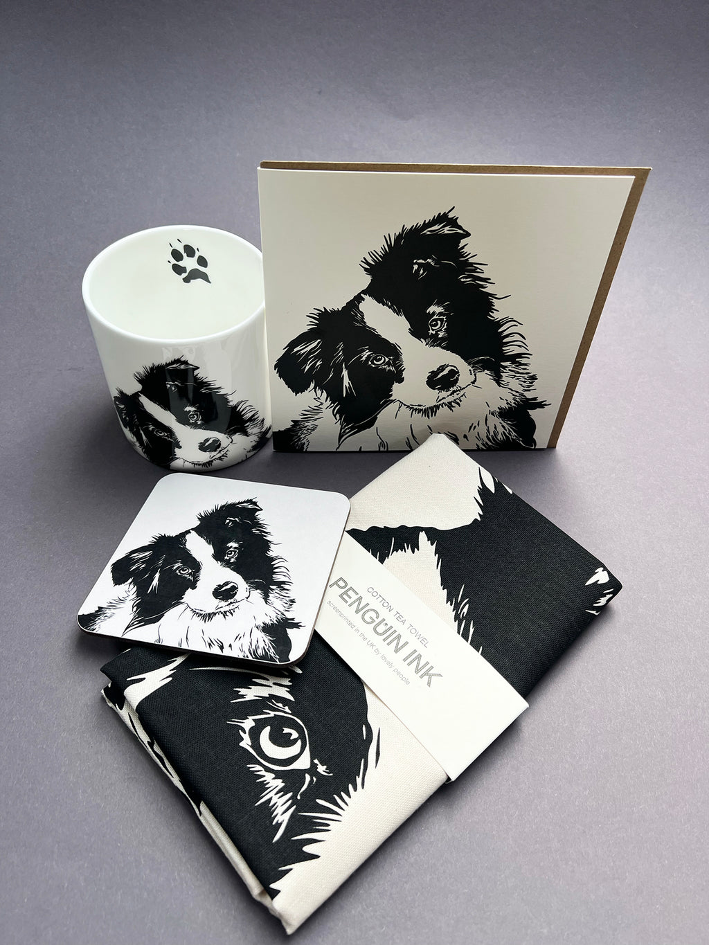 Border Collie Puppy Letterpress Card