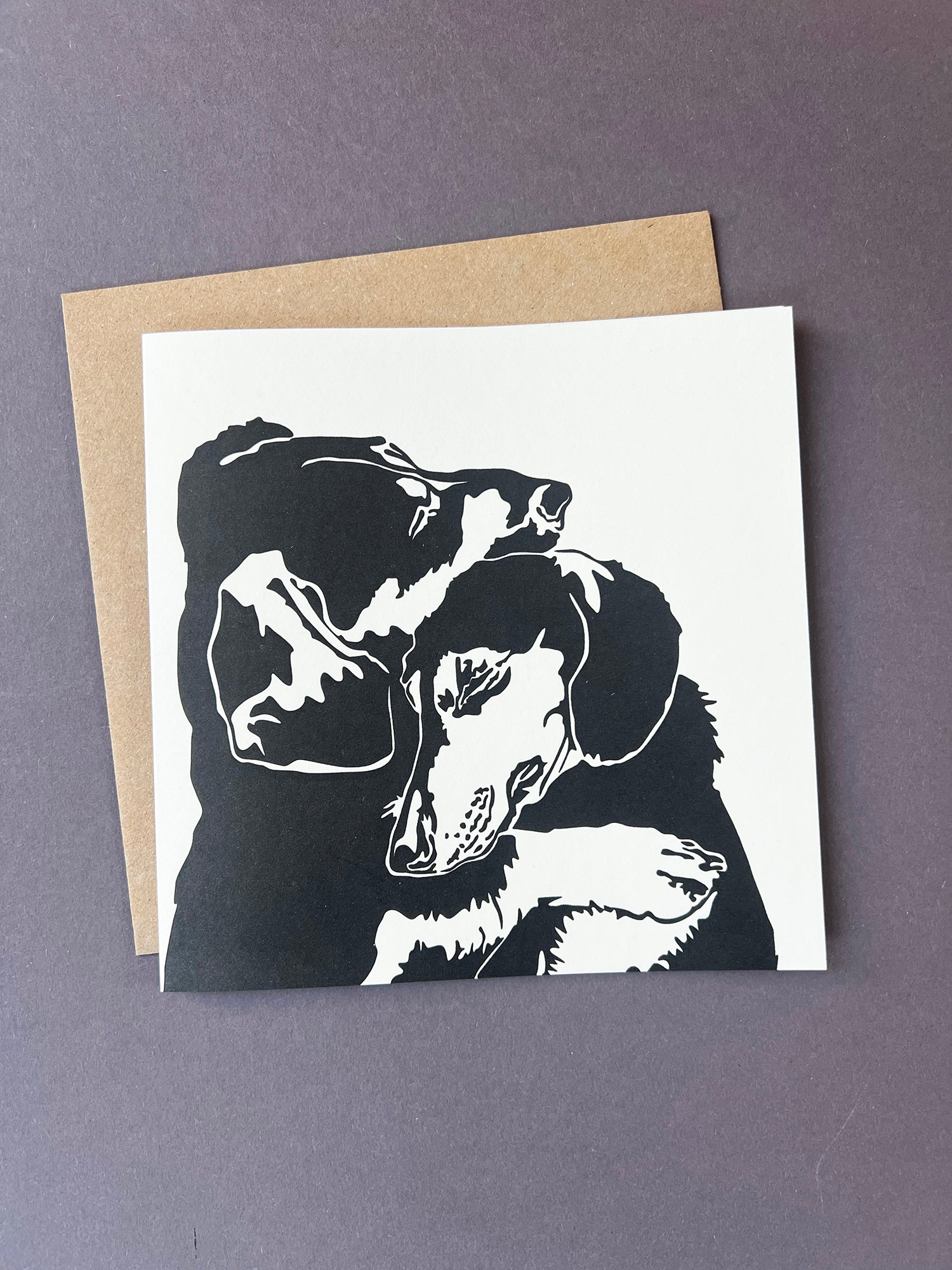 Dachshund Cuddles Letterpress Card
