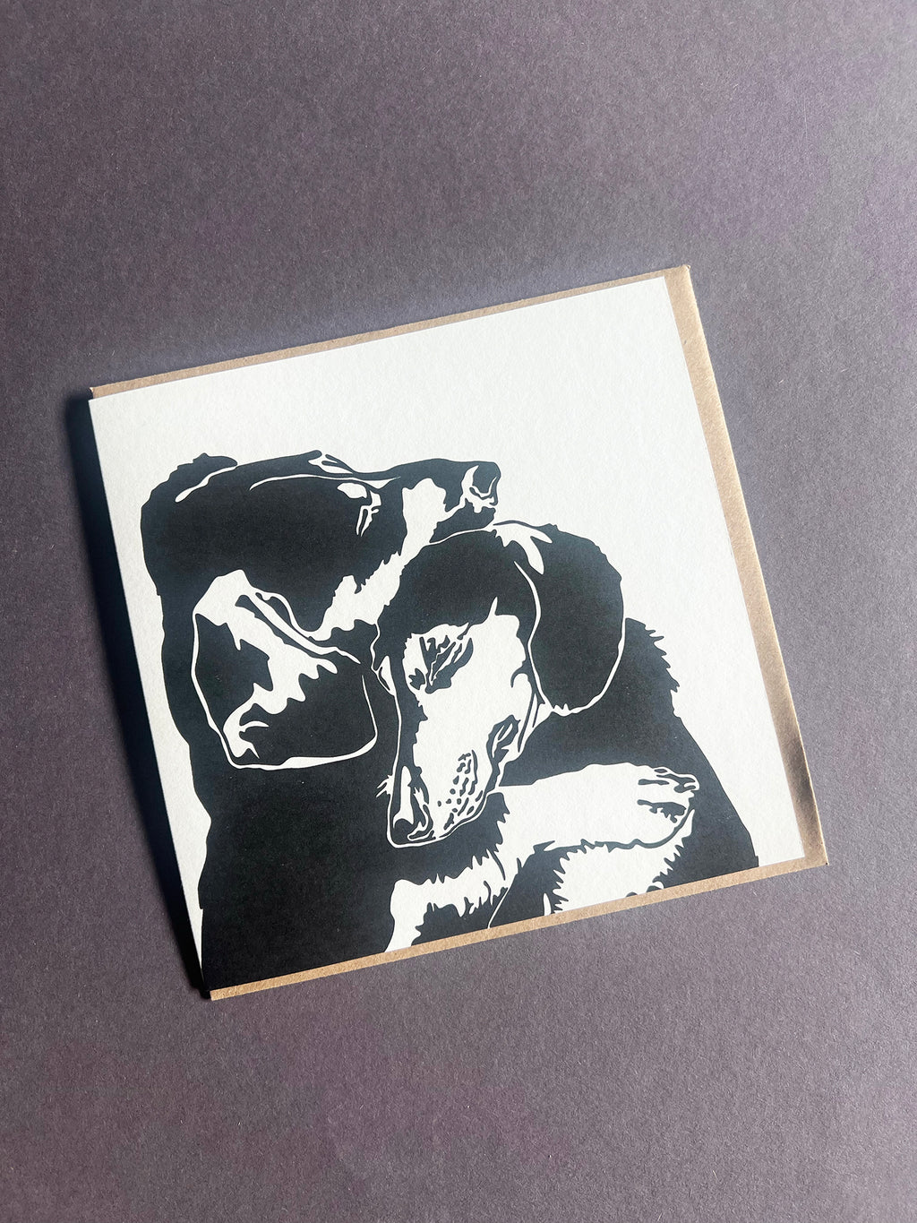 Dachshund Cuddles Letterpress Card