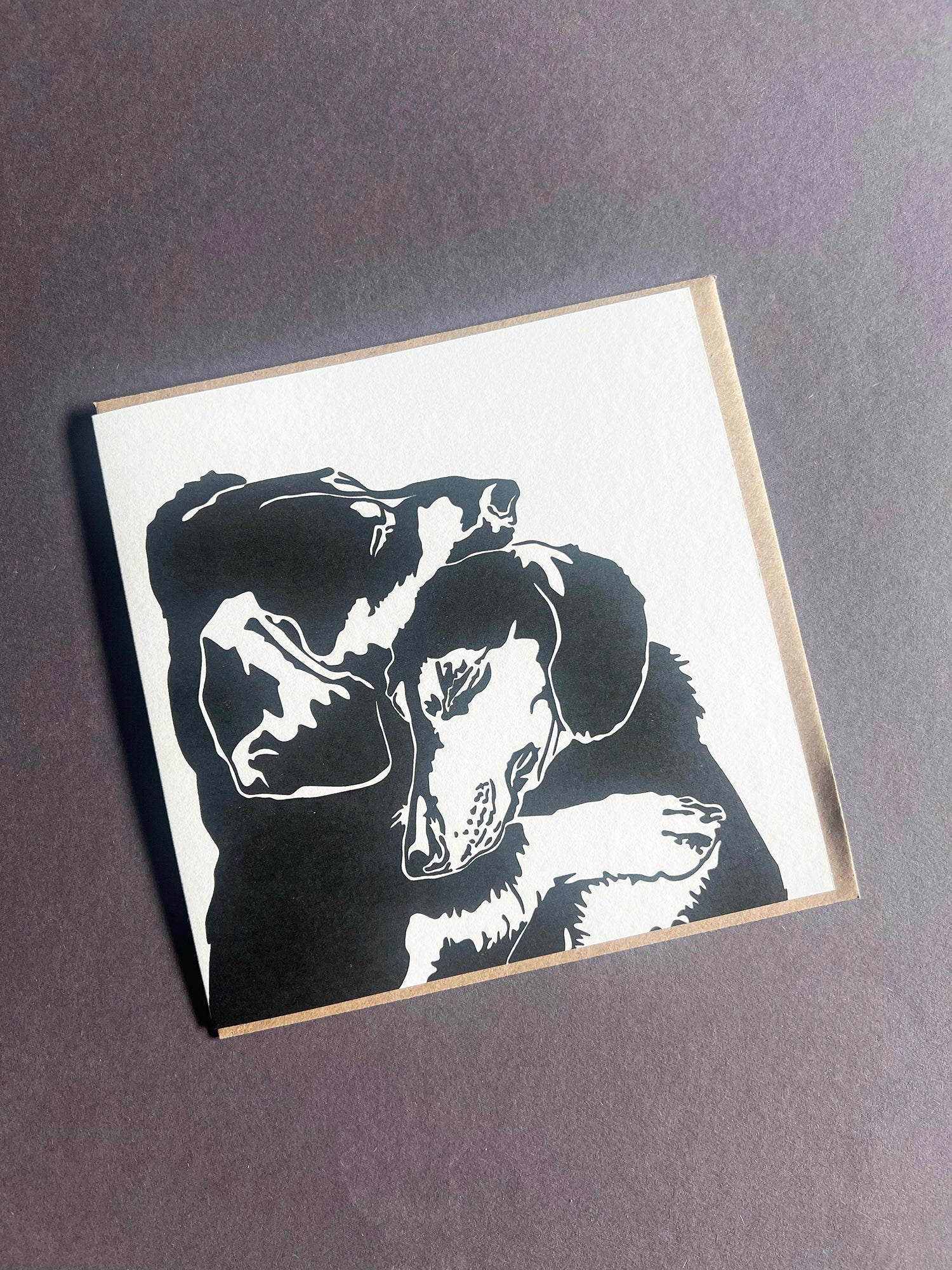 Dachshund Cuddles Letterpress Card