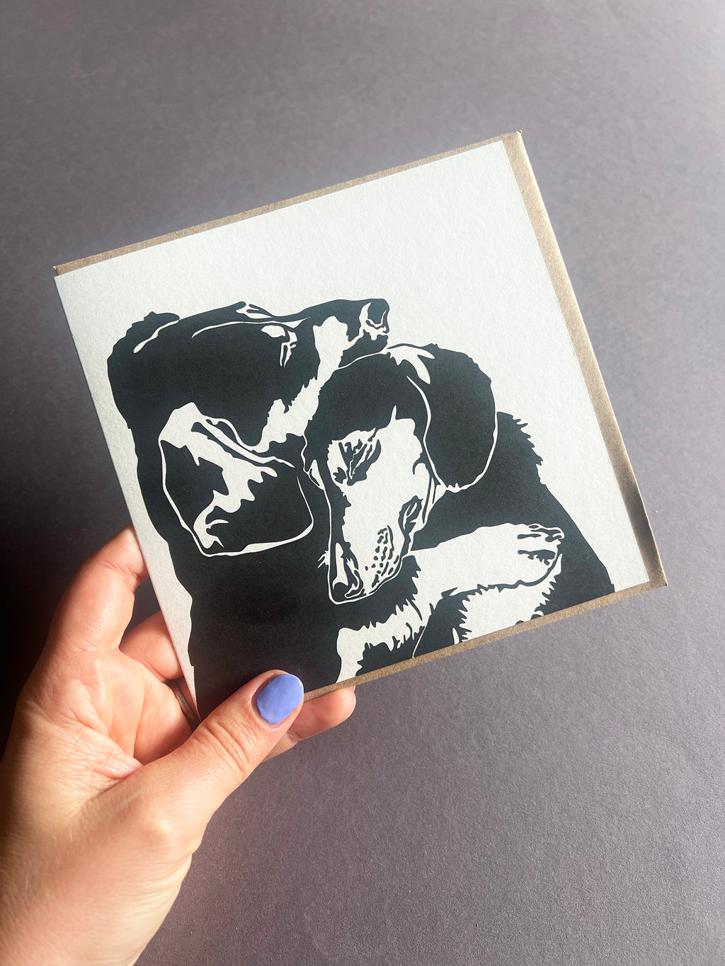 Dachshund Cuddles Letterpress Card
