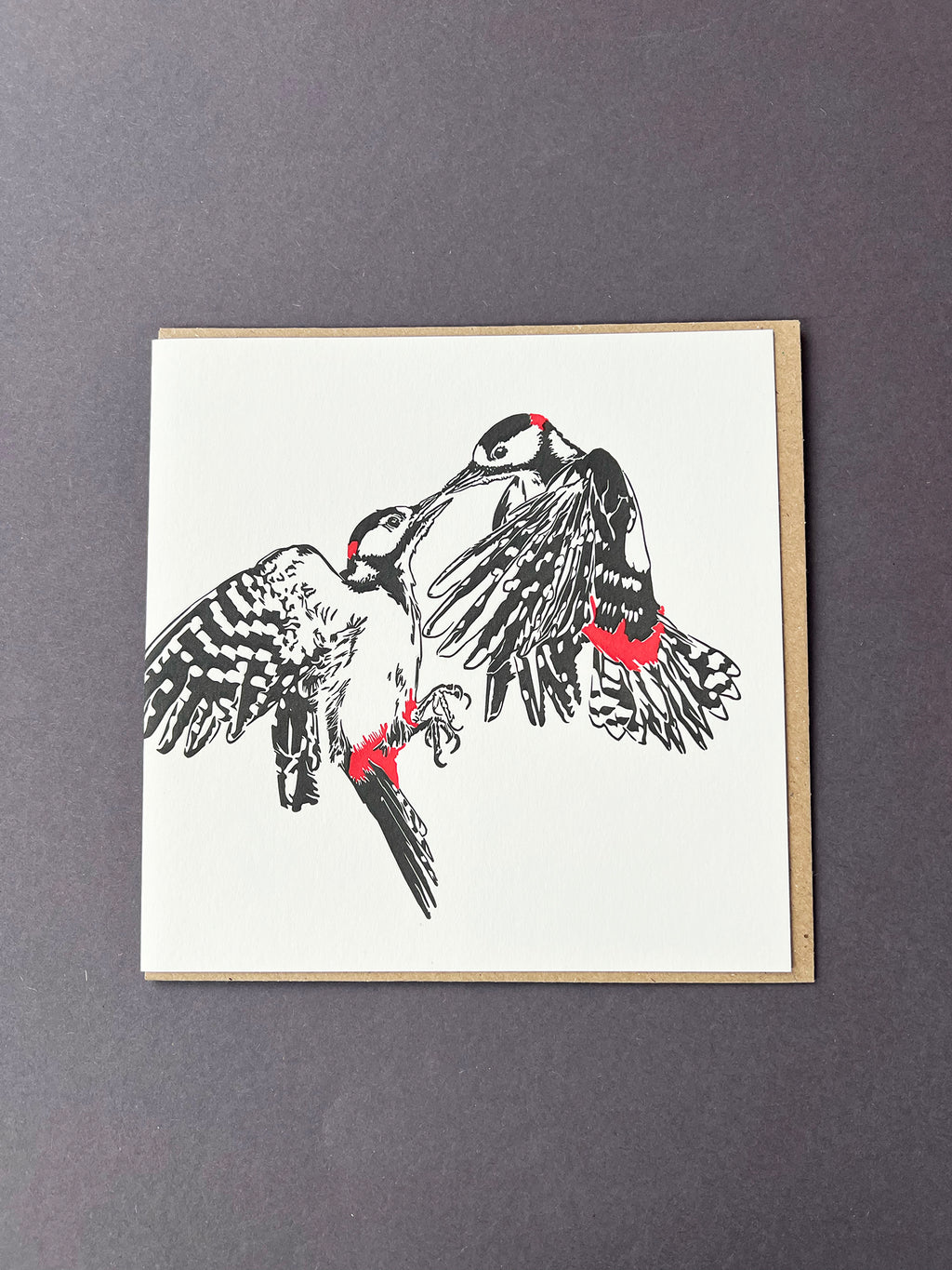 Greaterspotted Woodpeckers Letterpress Card