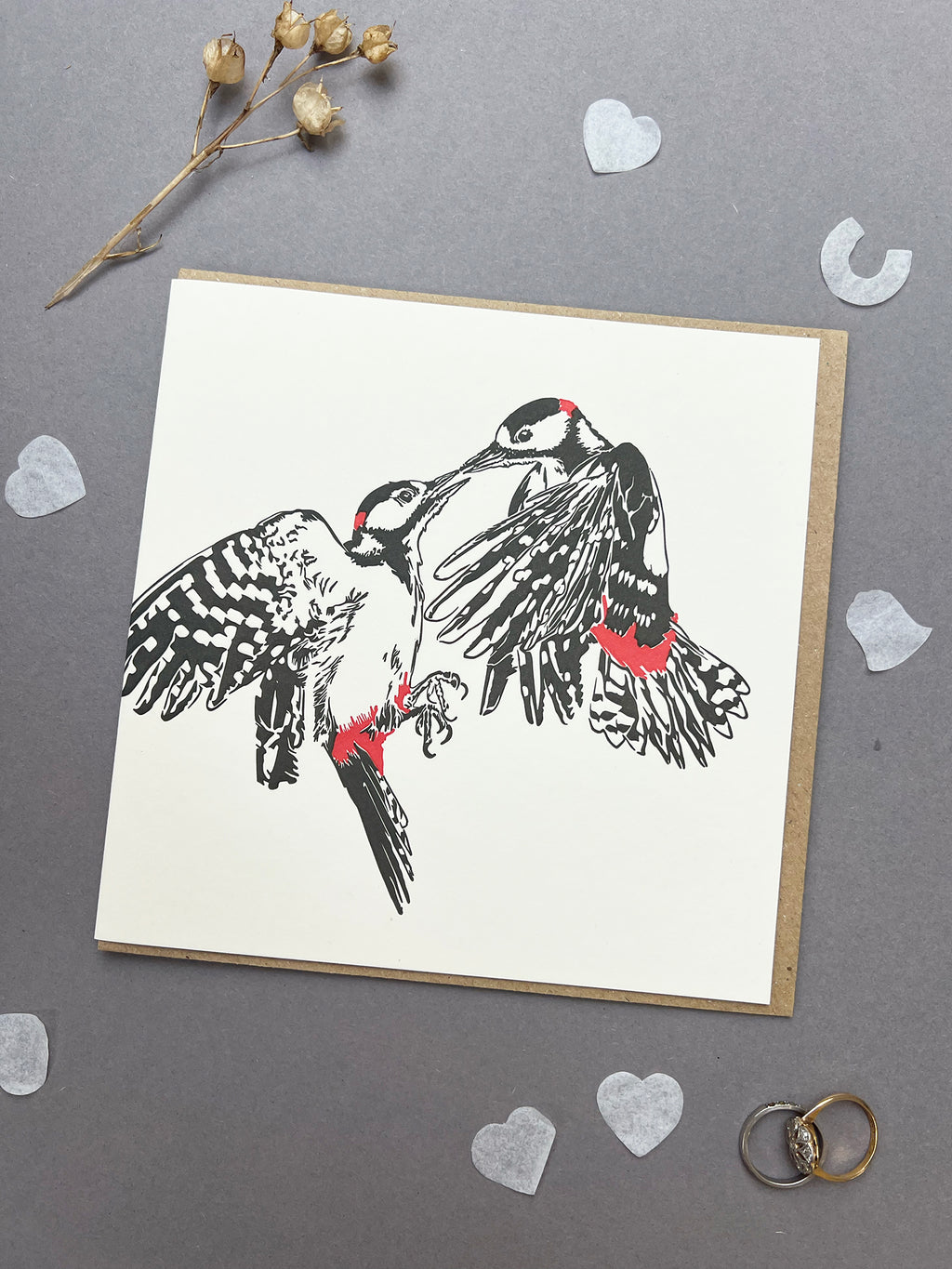 Greaterspotted Woodpeckers Letterpress Card