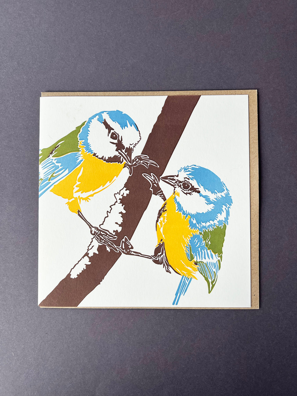 Blue Tits Letterpress Card