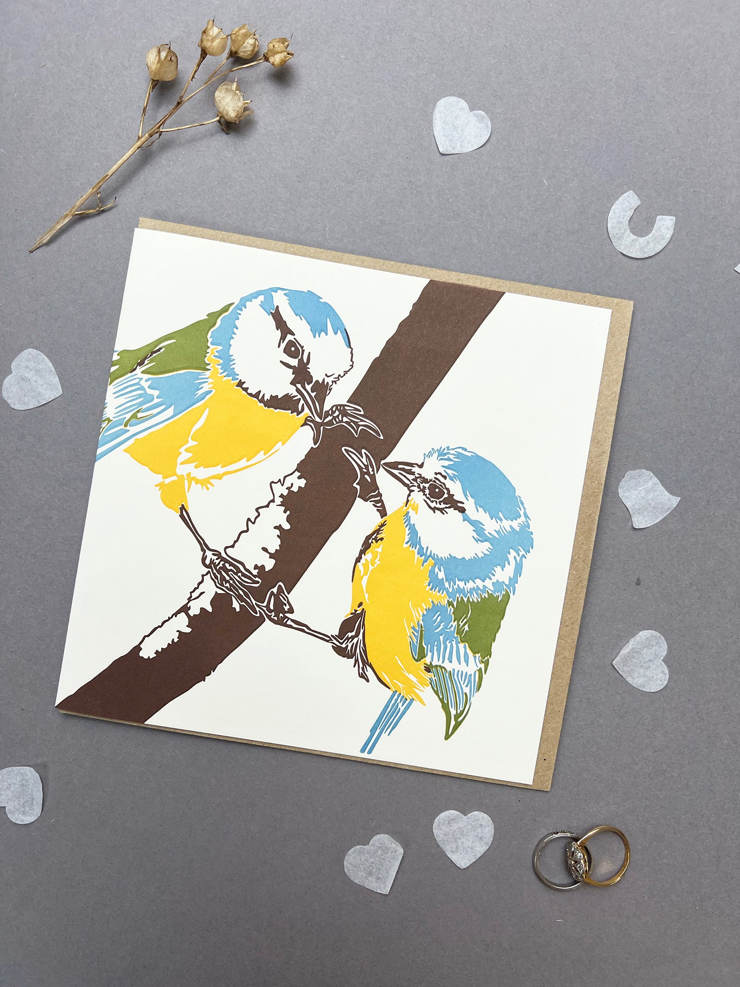 Blue Tits Letterpress Card