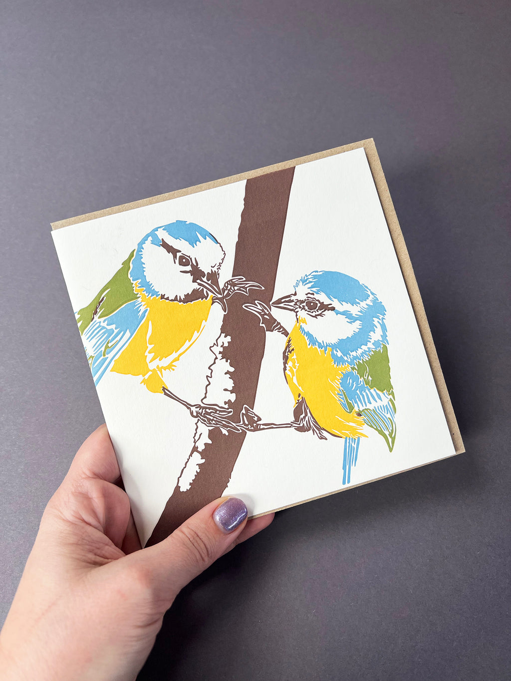 Blue Tits Letterpress Card