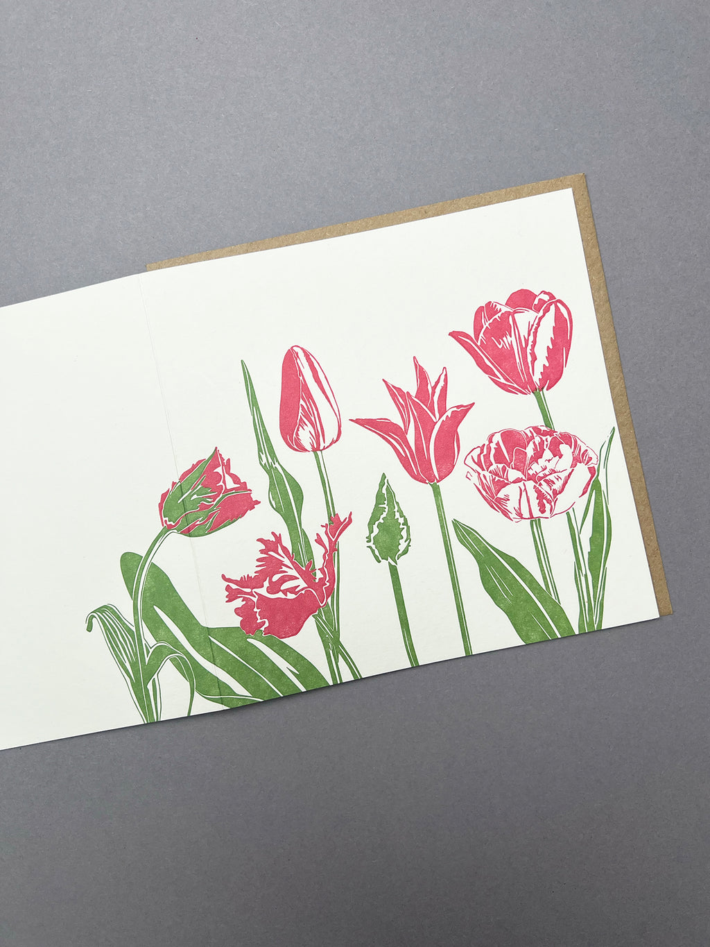 Pink Tulips Letterpress Card