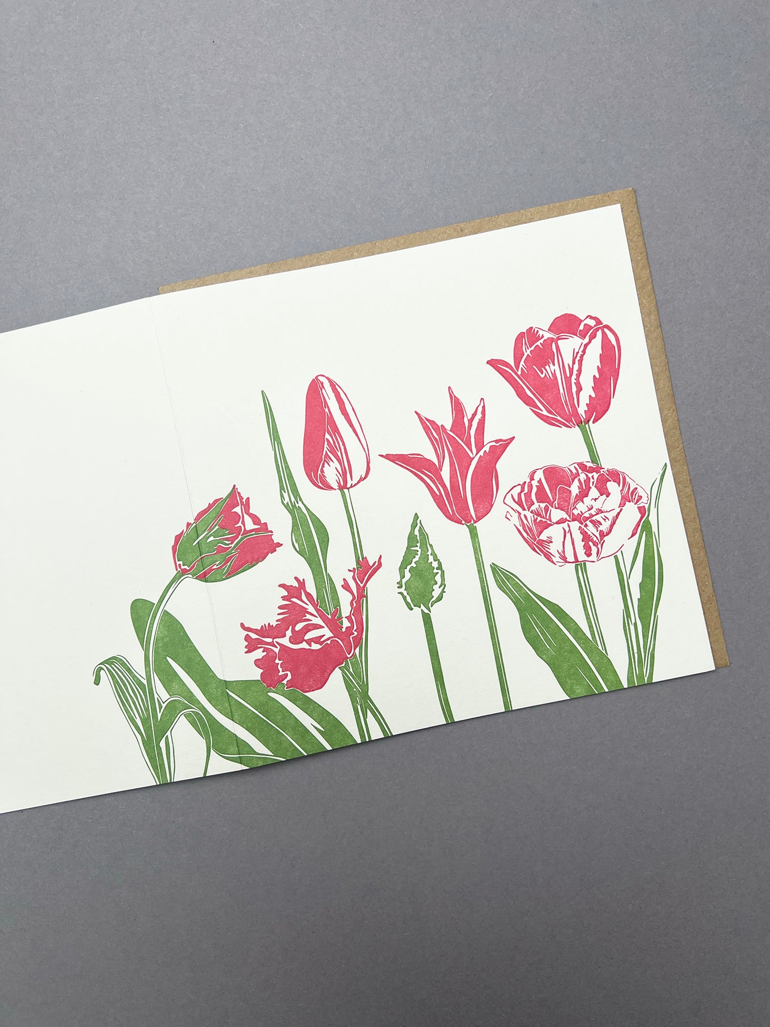 Pink Tulips Letterpress Card