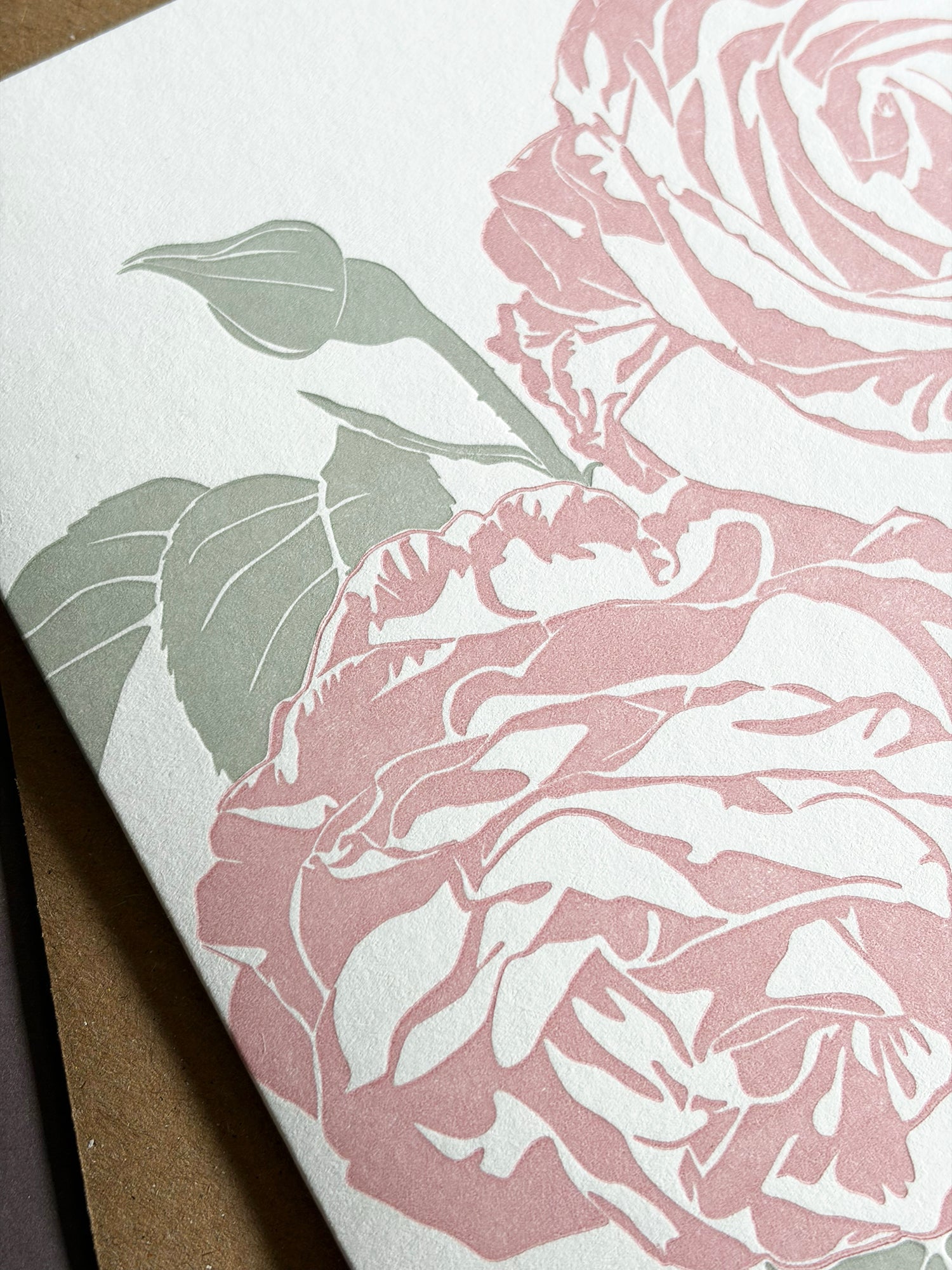 Pink Rose Letterpress Card