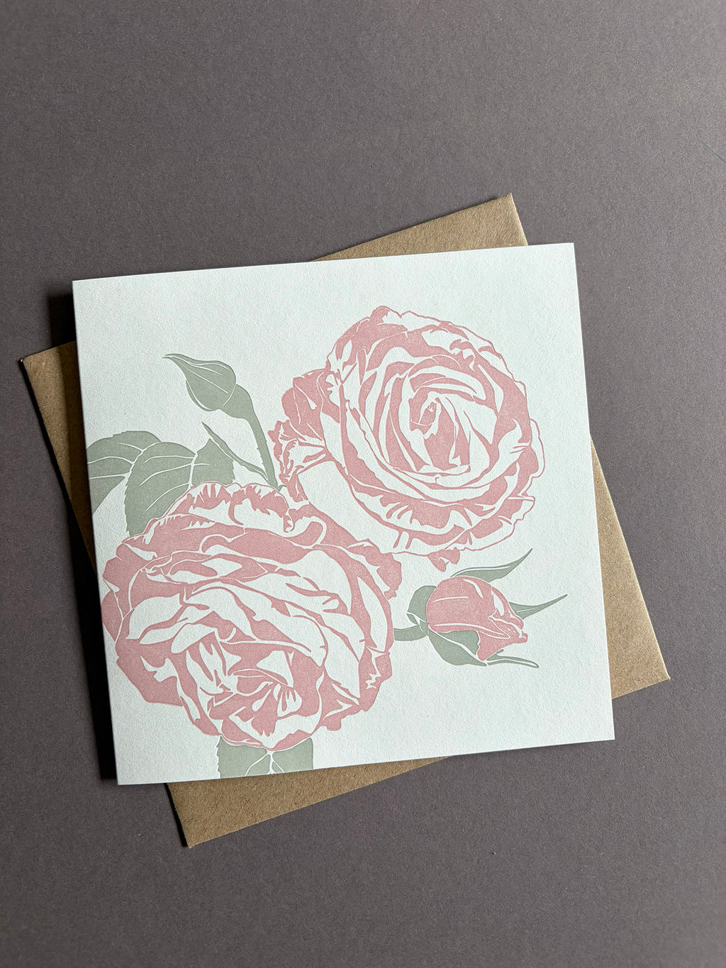 Pink Rose Letterpress Card