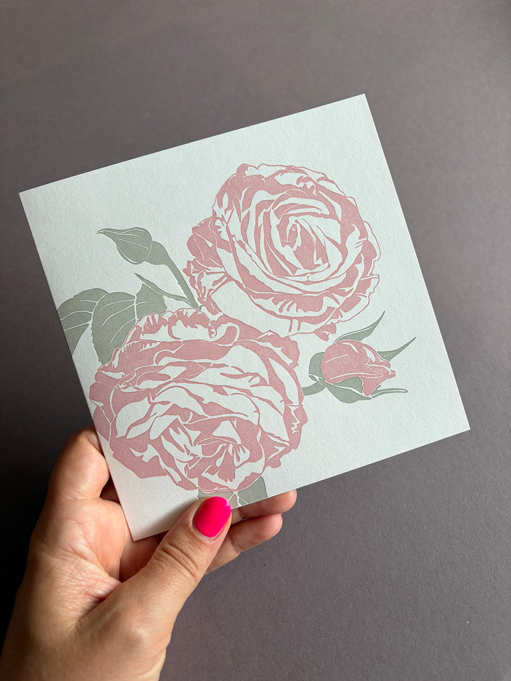 Pink Rose Letterpress Card