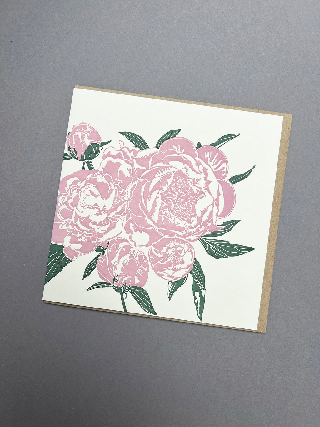 Pink Peony Letterpress Card
