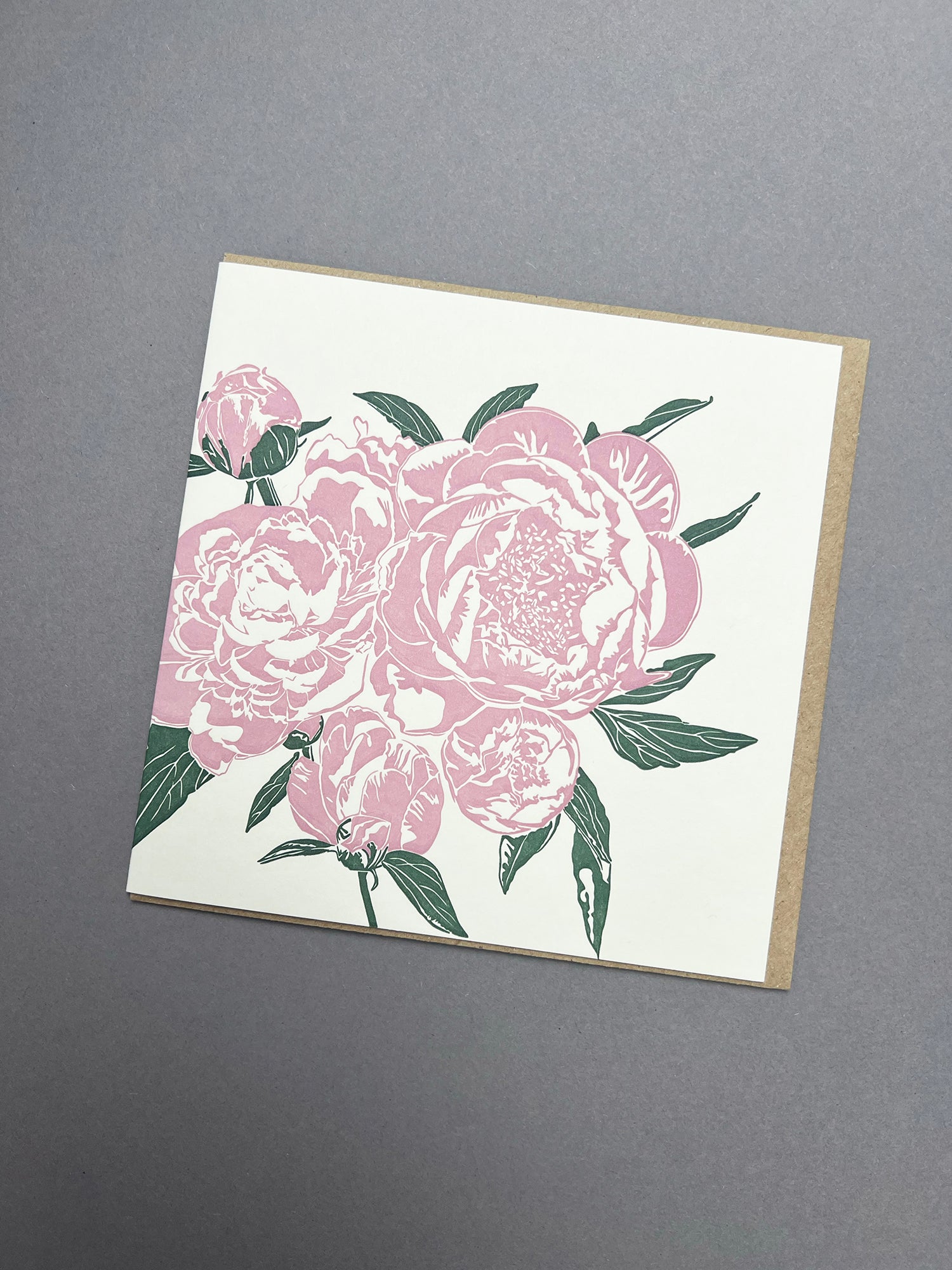 Pink Peony Letterpress Card