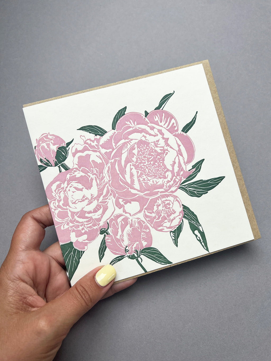 Pink Peony Letterpress Card