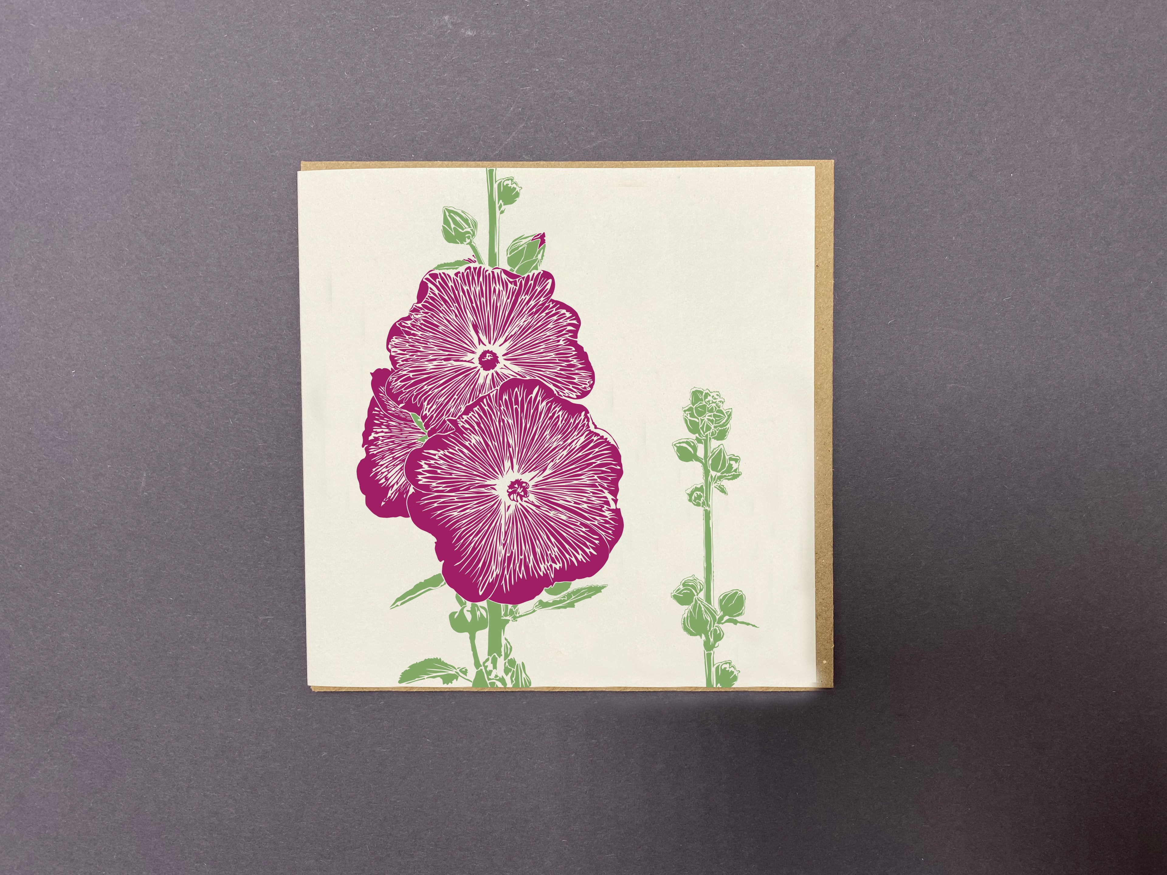 Hollyhock Letterpress Card