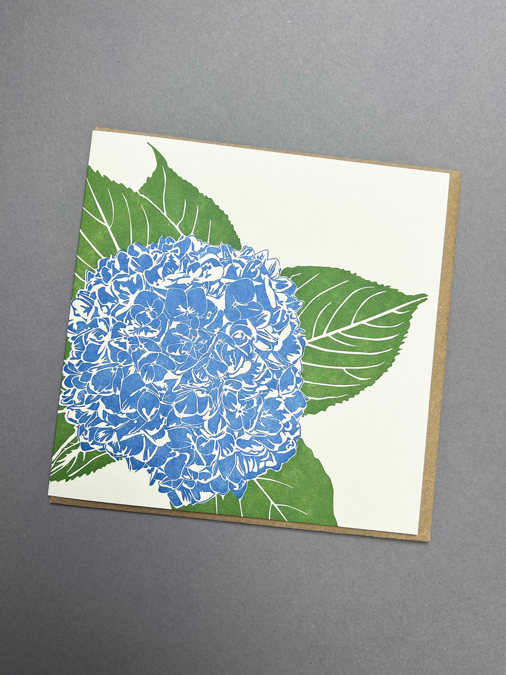 Blue Hydrangea Letterpress Card