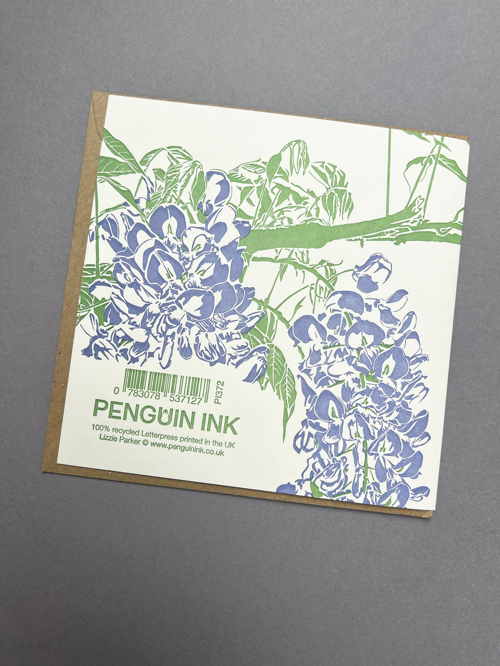 Blue Wisteria Letterpress Card