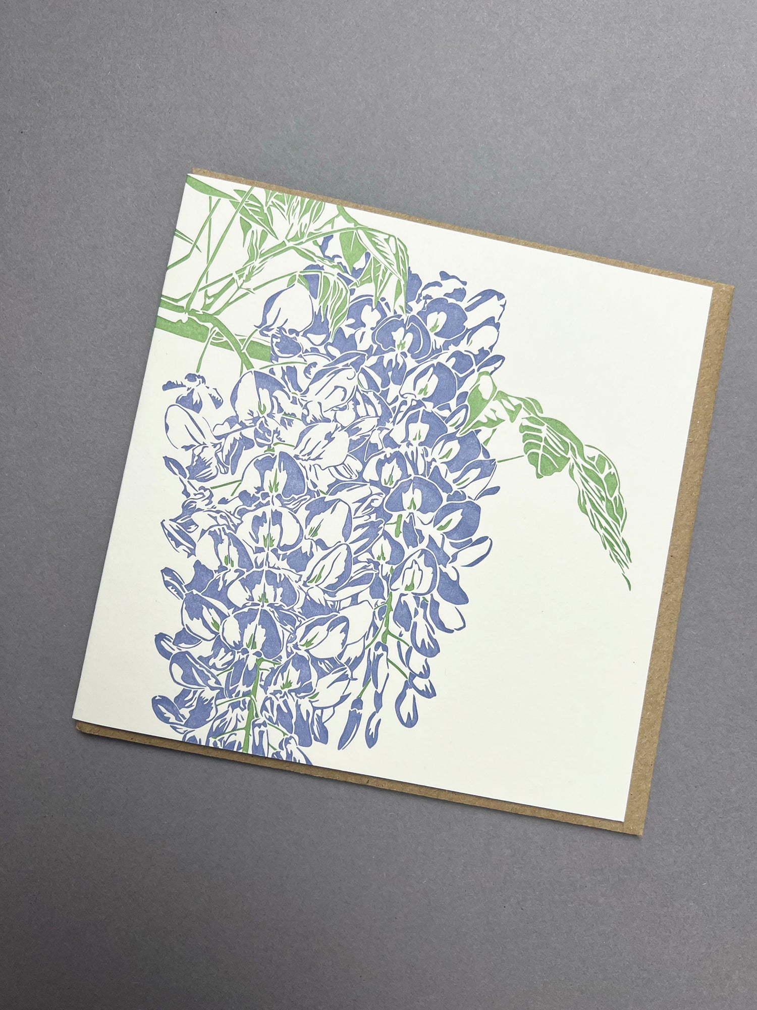Blue Wisteria Letterpress Card