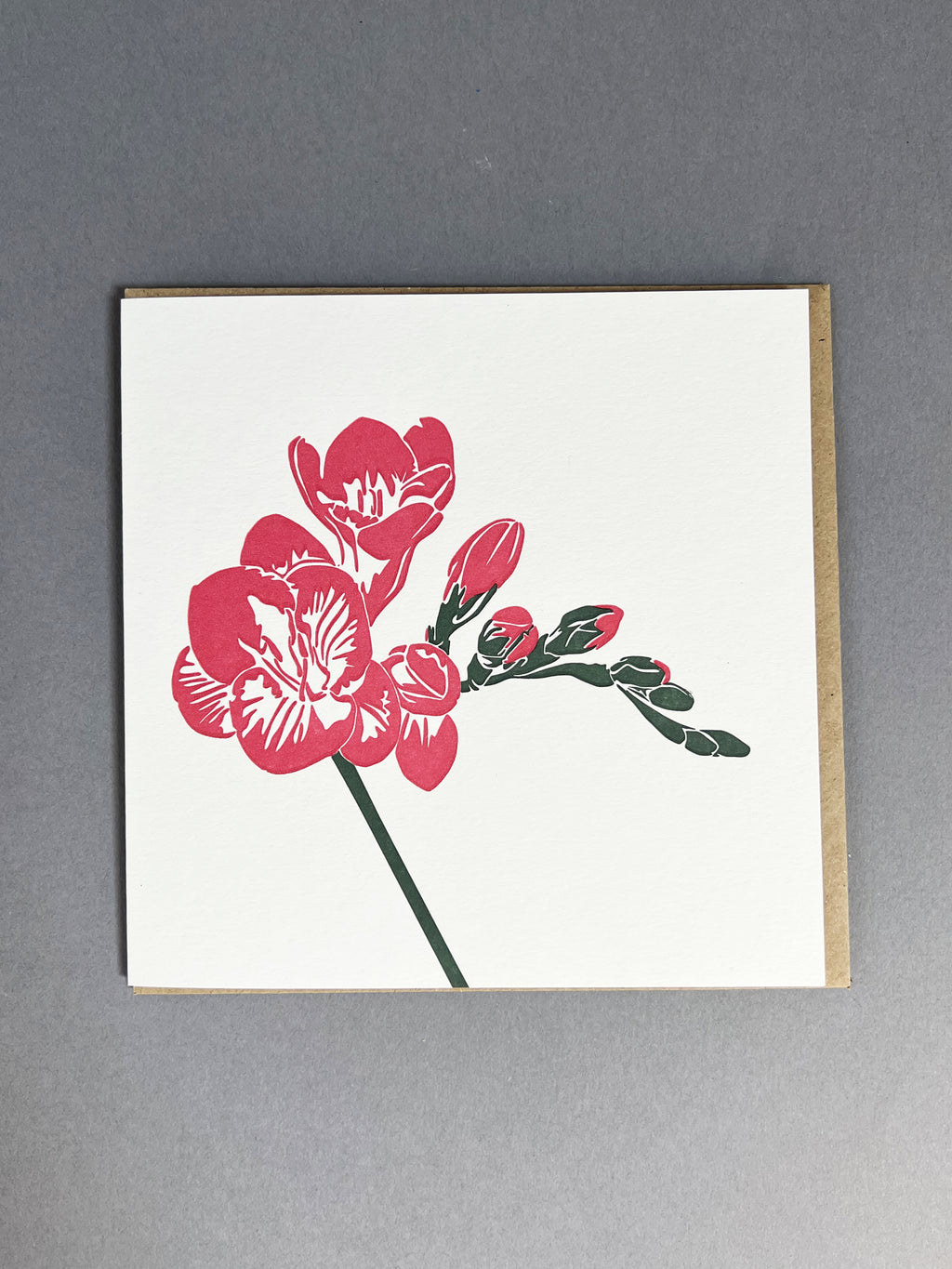 Pink Freesia Letterpress Card
