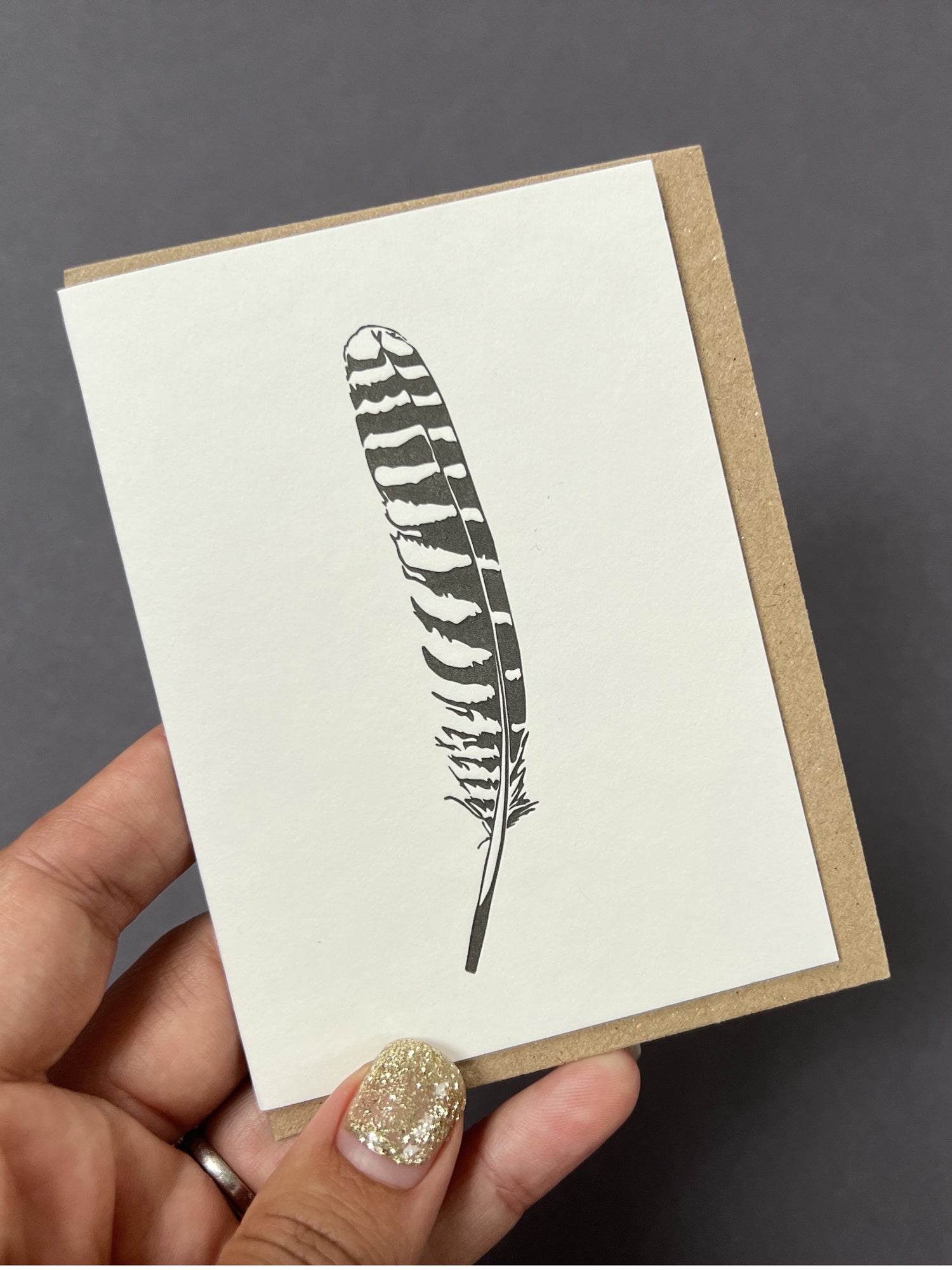 Tawny Owl Feather Card