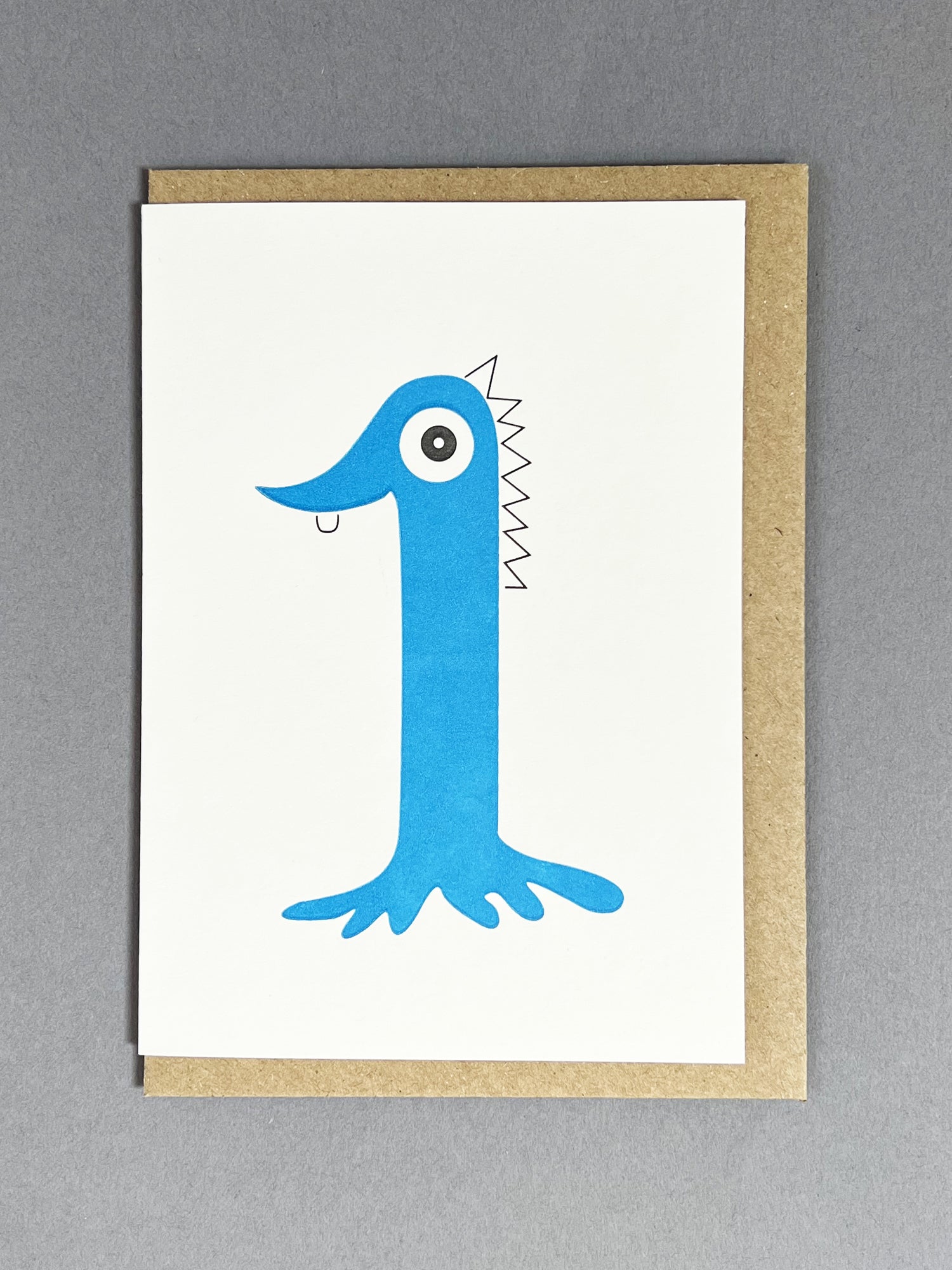 Alien One Blue Letterpress Card | 1st Birthday Card