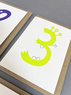 Alien Three Letterpress Card | 3rd Birthday Card