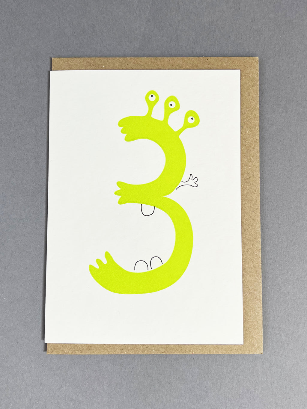 Alien Three Letterpress Card | 3rd Birthday Card