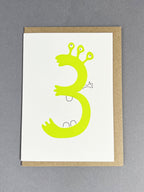 Alien Three Letterpress Card | 3rd Birthday Card
