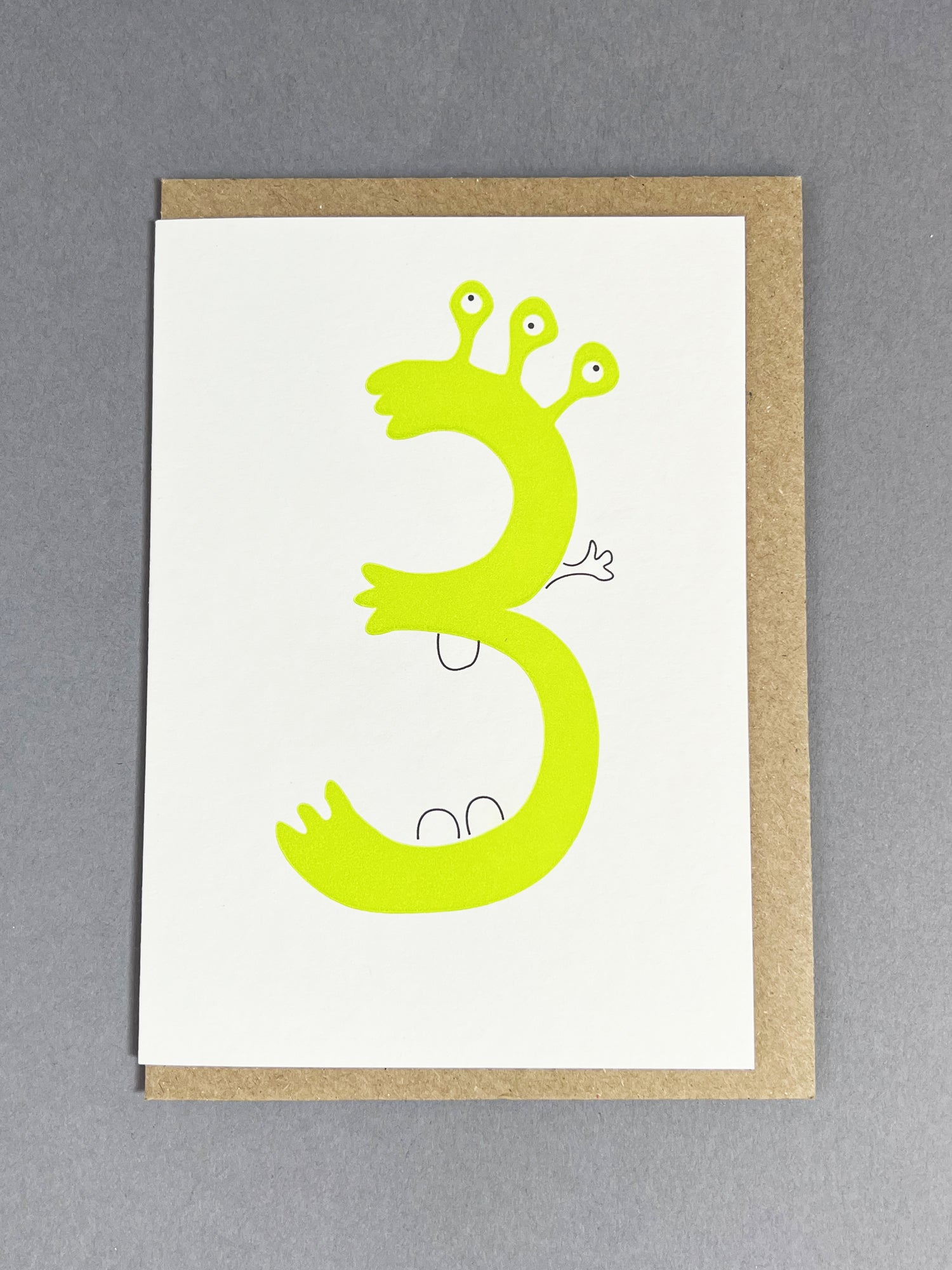 Alien Three Letterpress Card | 3rd Birthday Card