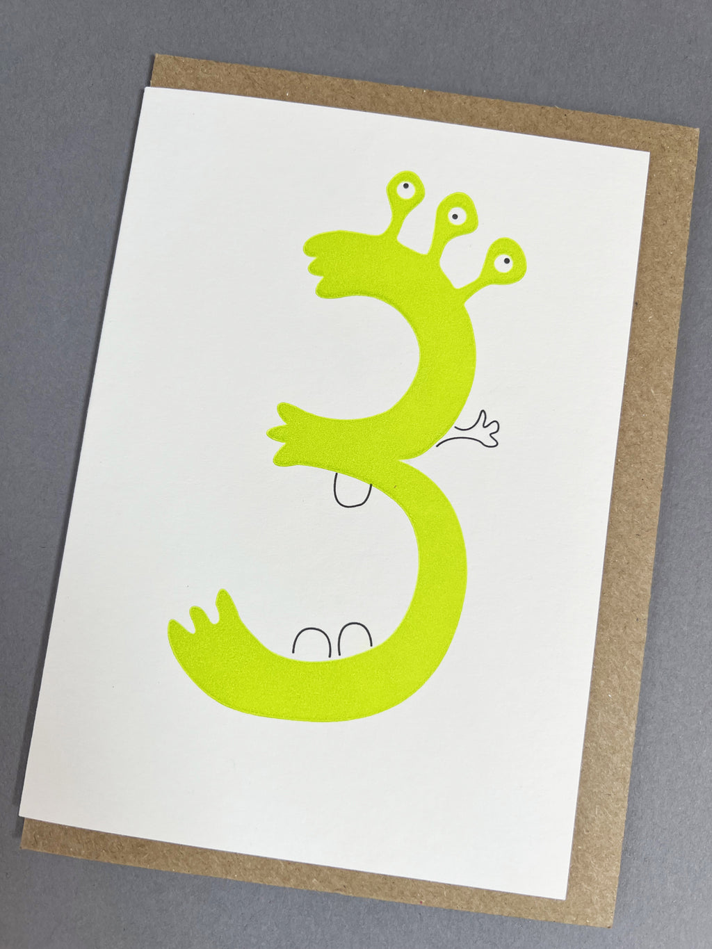Alien Three Letterpress Card | 3rd Birthday Card