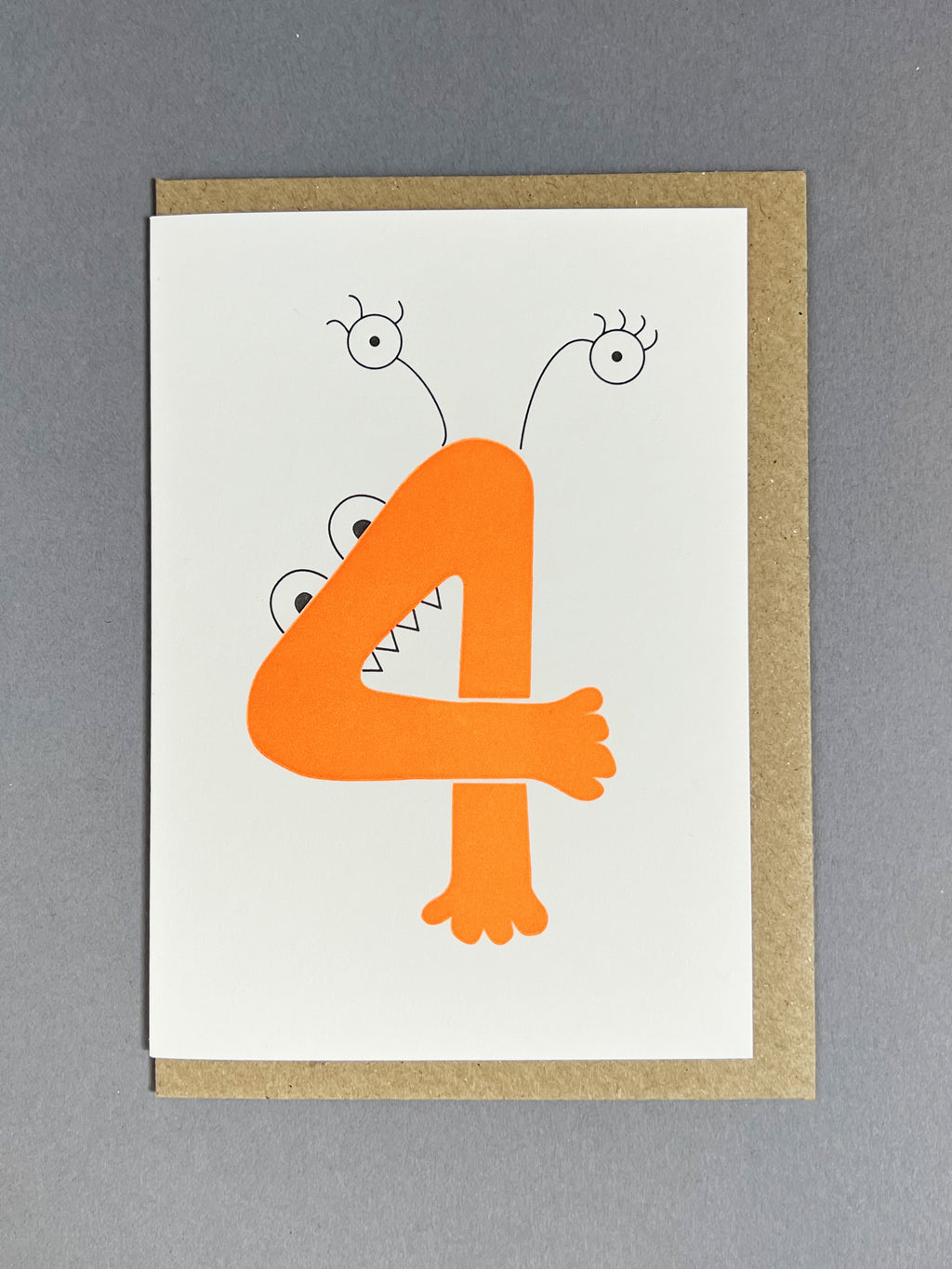 Alien Four Letterpress Card | 4th  Birthday Card