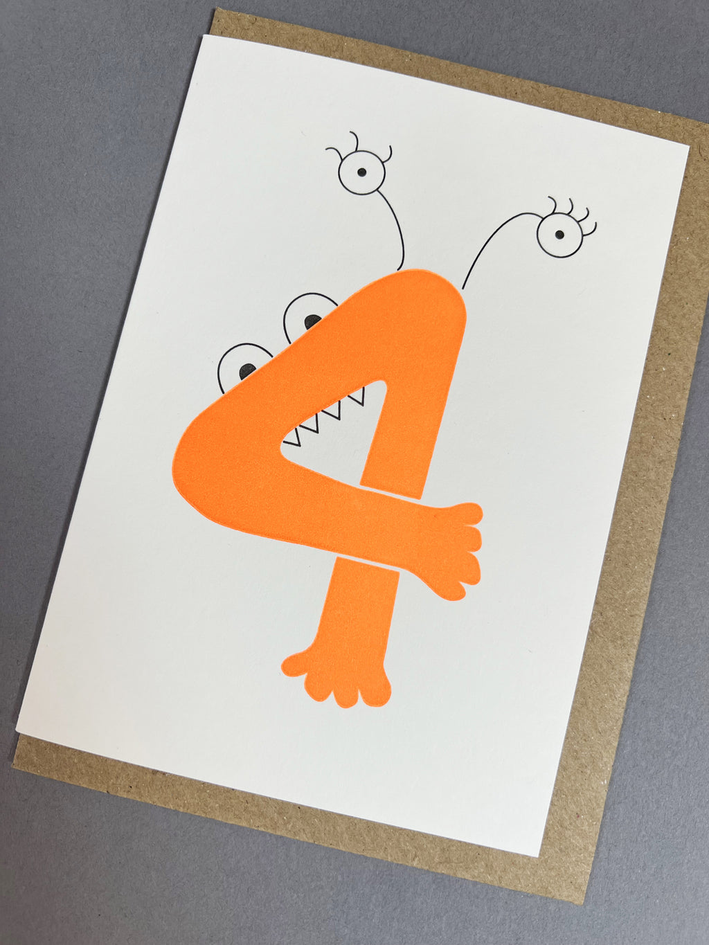 Alien Four Letterpress Card | 4th  Birthday Card